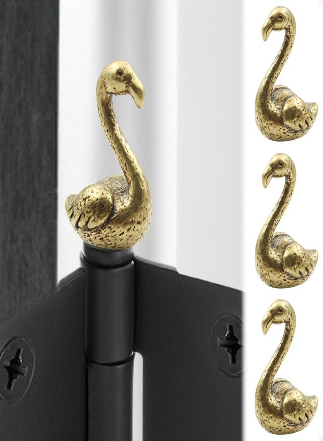 Wallertree Brass Flamingo Hinge Heads Decorative Topper Set of 3 - Magnetic Hinge Head Toppers Gift - Whimsical Animals Door Hinge Head Home Decoration - Image 1